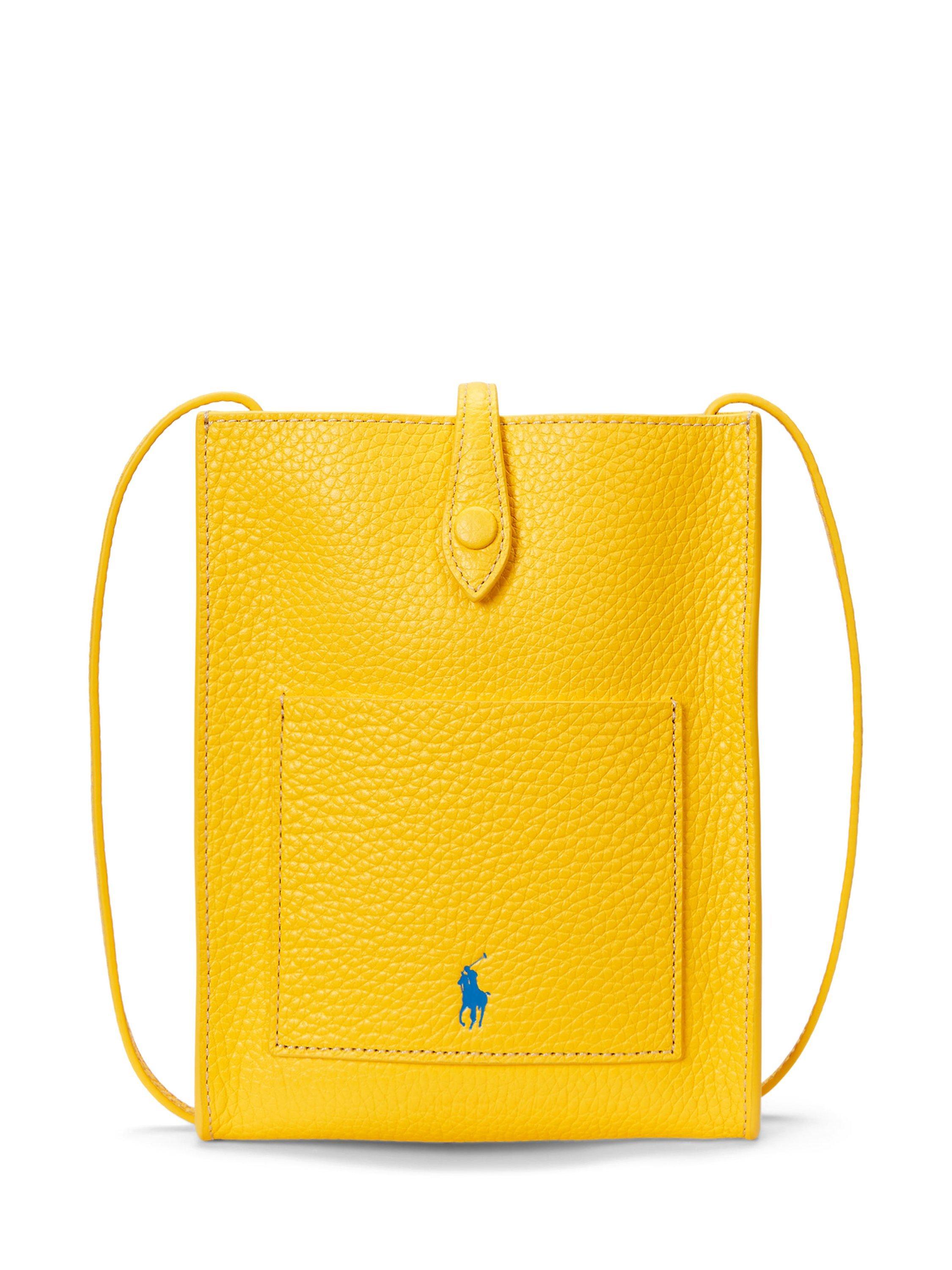 Product image 1 of 5, which shows Polo Ralph Lauren Leather Pocket Crossbody Bag, Canary Yellow