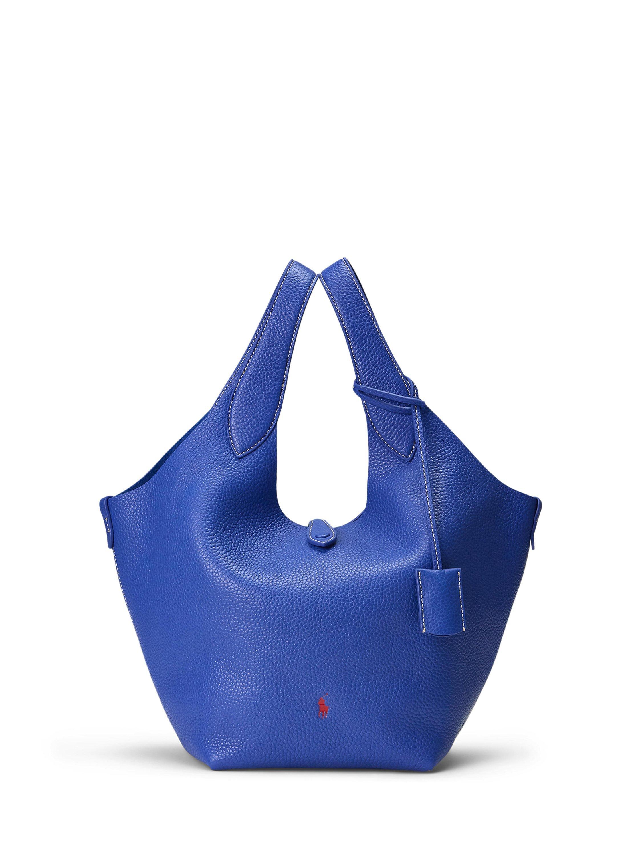Product image 1 of 5, which shows Polo Ralph Lauren Leather Tote Bag, Blue