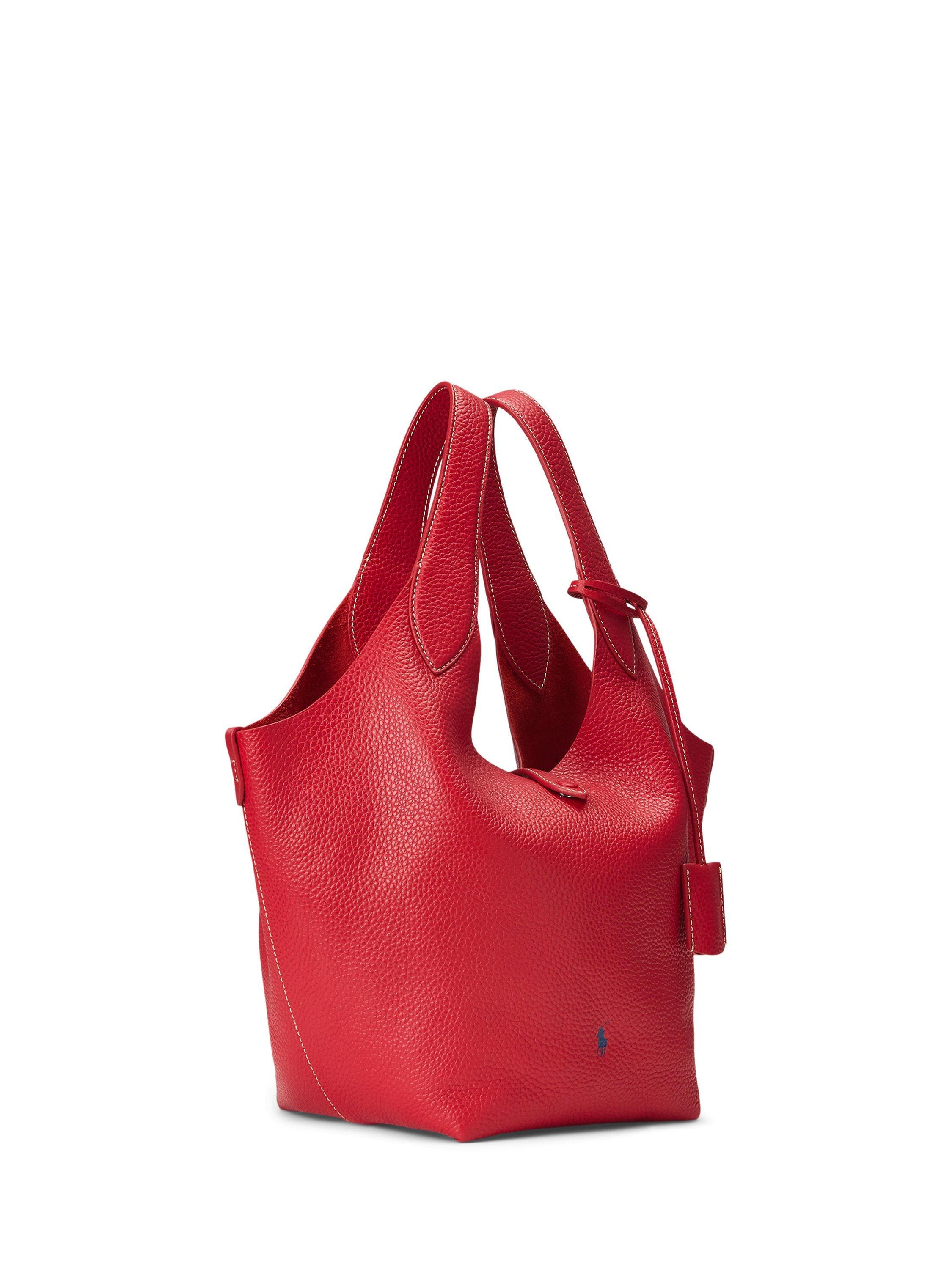 Product image 2 of 6, which shows Polo Ralph Lauren Leather Tote Bag, Red