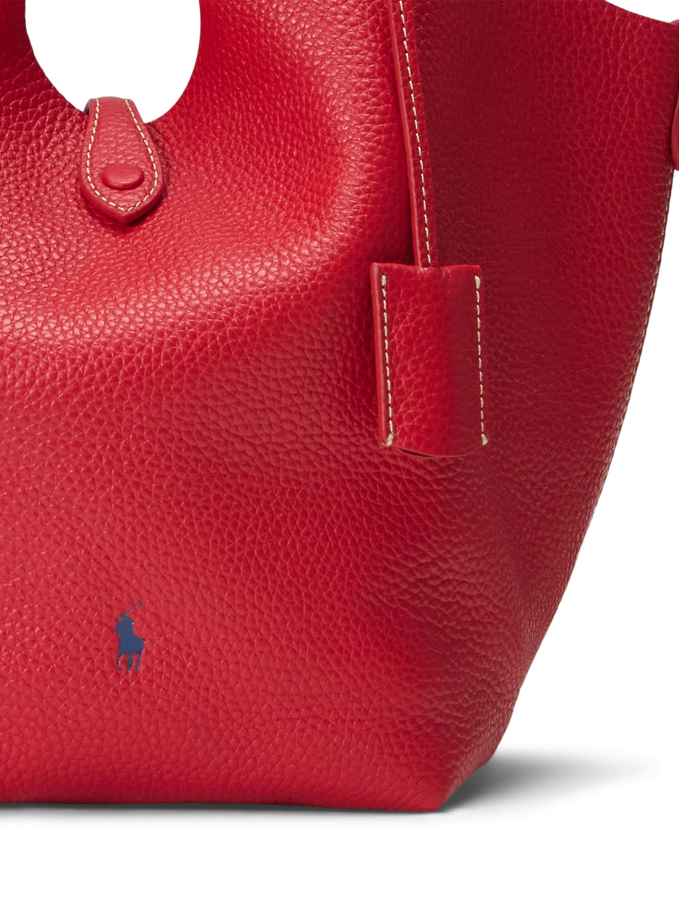 Product image 5 of 6, which shows Polo Ralph Lauren Leather Tote Bag, Red