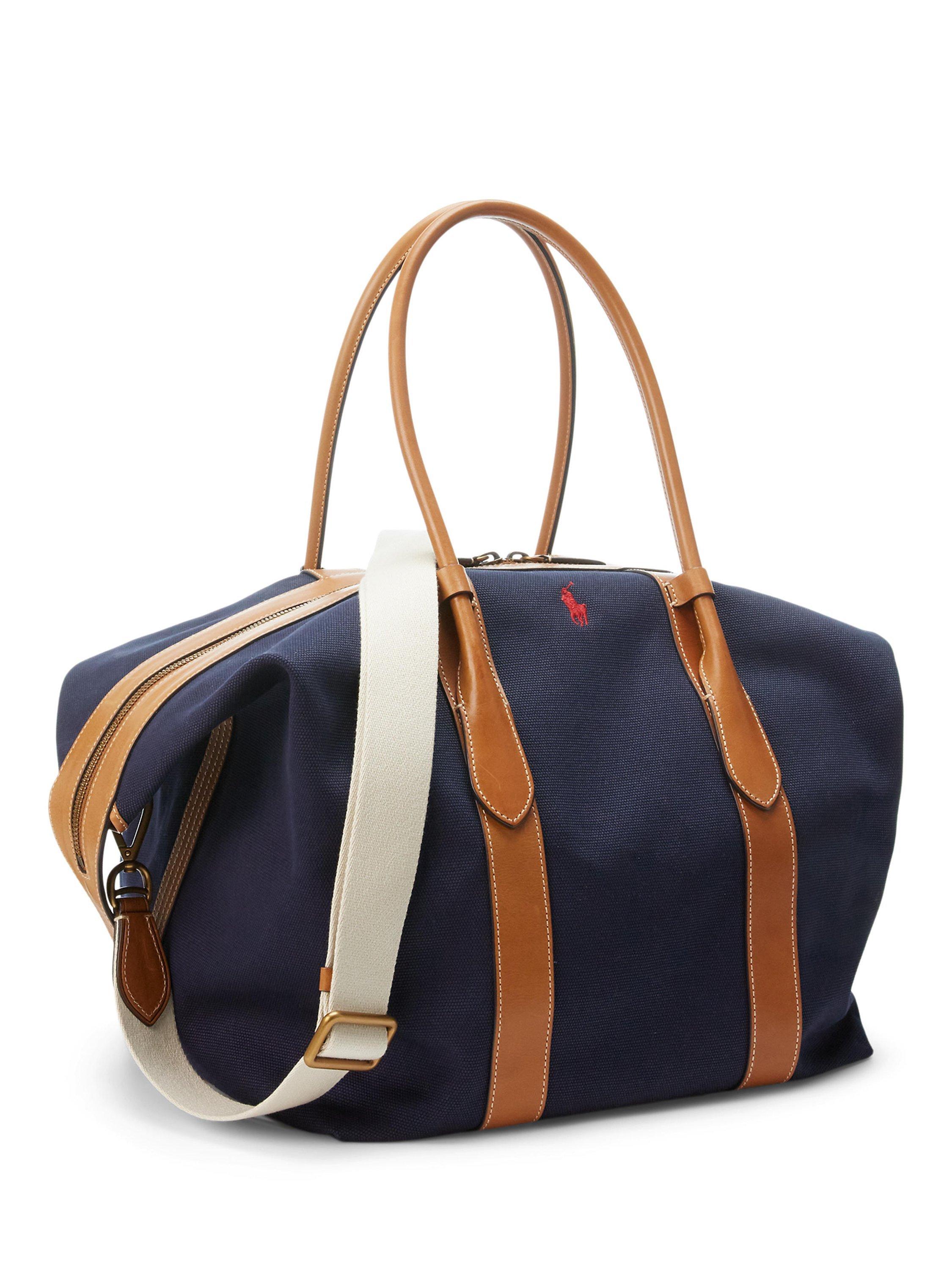 Product image 2 of 6, which shows Polo Ralph Lauren XL Tote Bag, Navy/Cuoio