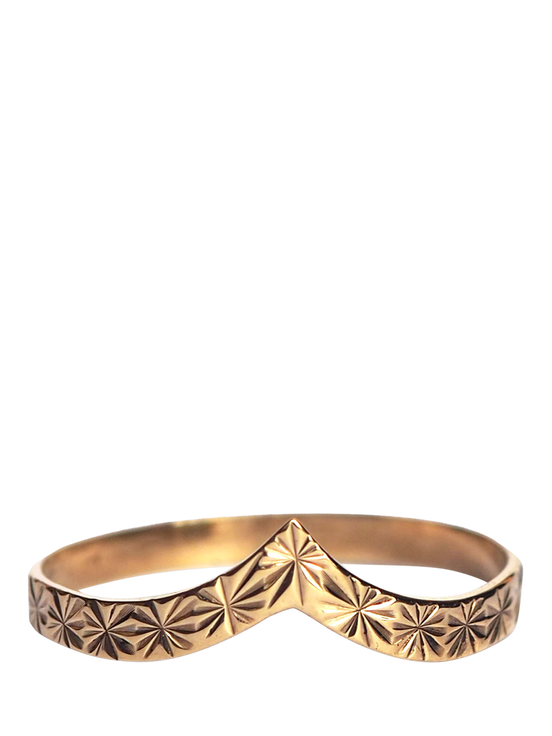 Product image 1 of 1, which shows L & T Heirlooms Pre-Loved 9ct Yellow Gold Engraved Wishbone Ring, Dated Circa 1987
