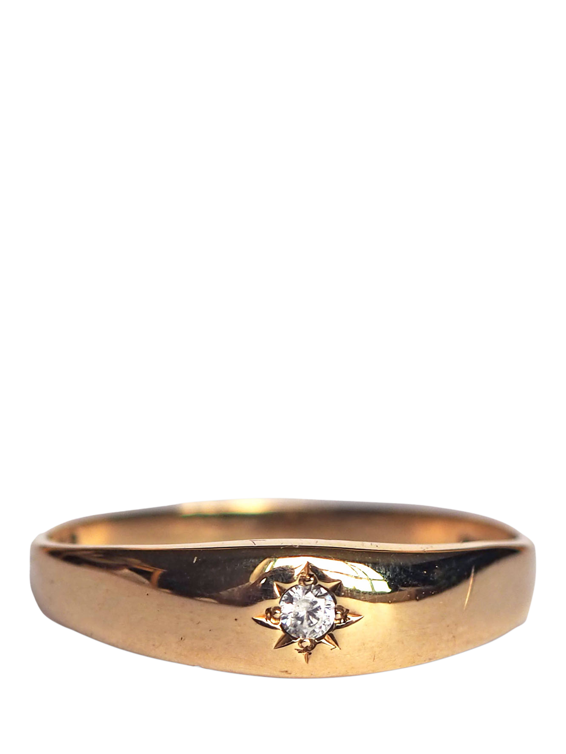 Product image 1 of 1, which shows L & T Heirlooms Pre-Loved 9ct Yellow Gold Cubic Zirconia Gypsy Ring, Dated Circa 2013