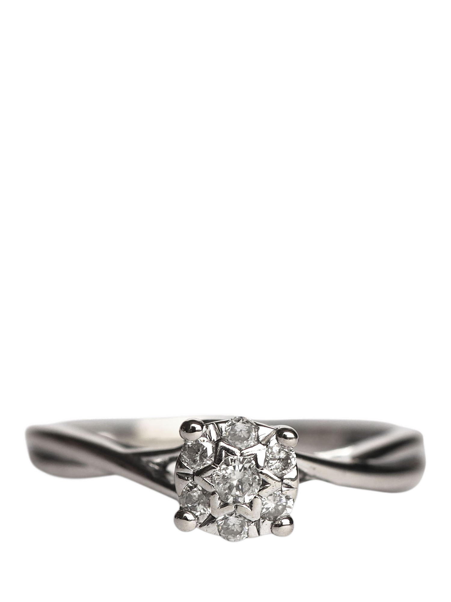 Product image 1 of 1, which shows L & T Heirlooms Pre-Loved 9ct White Gold Diamond Cluster Ring
