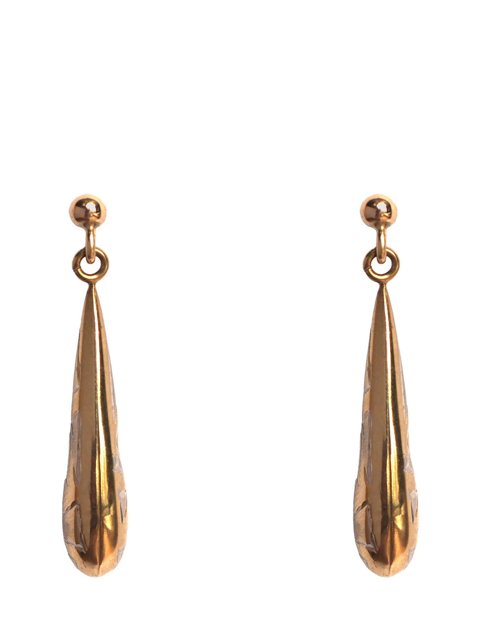 L & T Heirlooms Pre-Loved 9ct Yellow Gold Art Deco Bomb Dropper Earrings