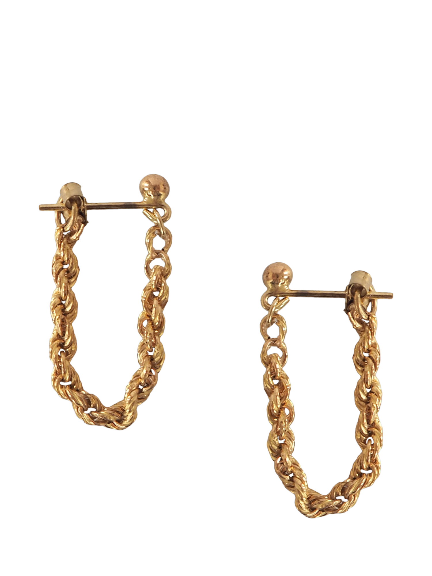 L & T Heirlooms Pre-Loved 9ct Yellow Gold Rope Chain Earrings