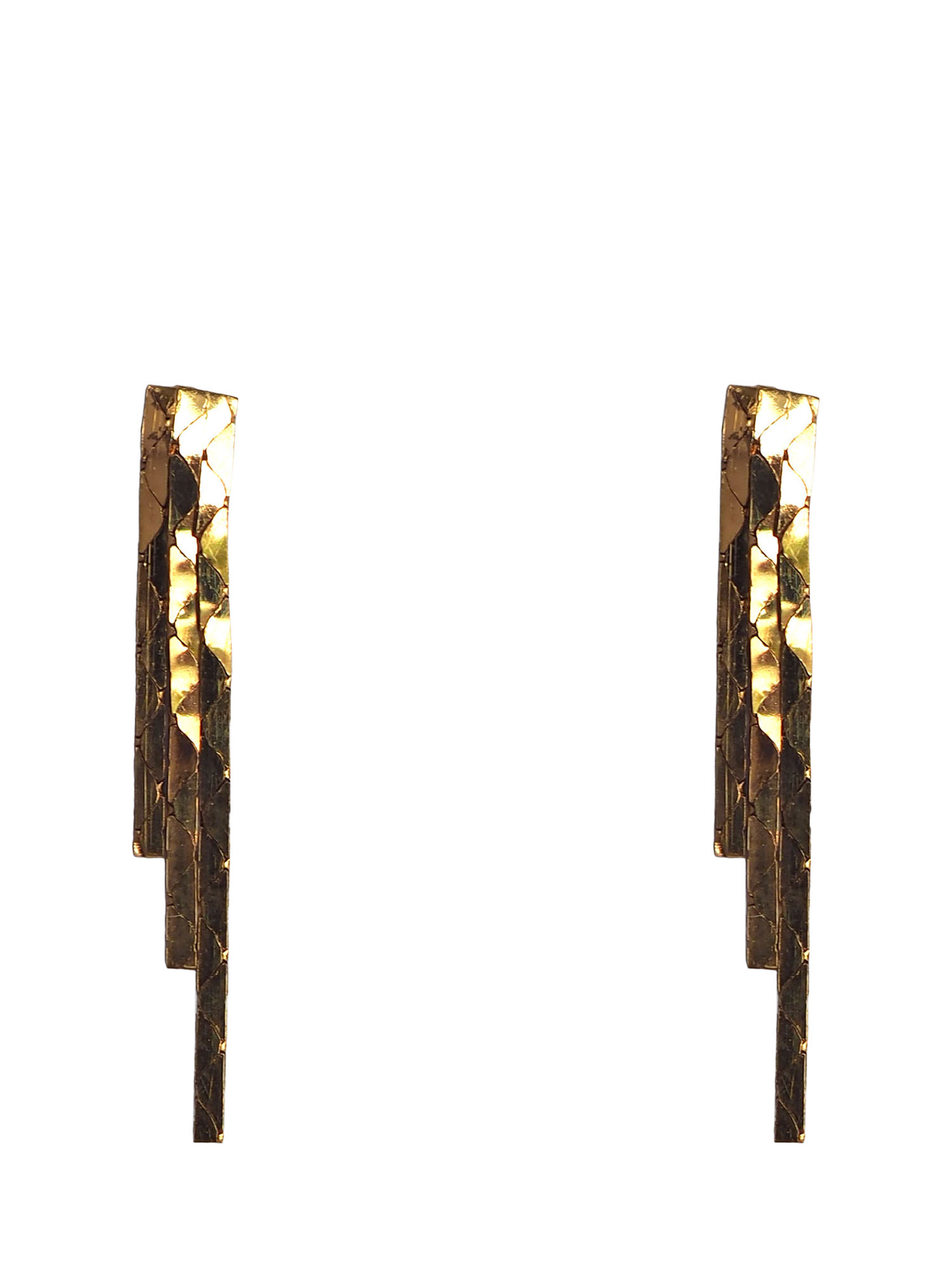 L & T Heirlooms Pre-Loved 9ct Yellow Gold 3 Strand Waterfall Drop Earrings, Gold