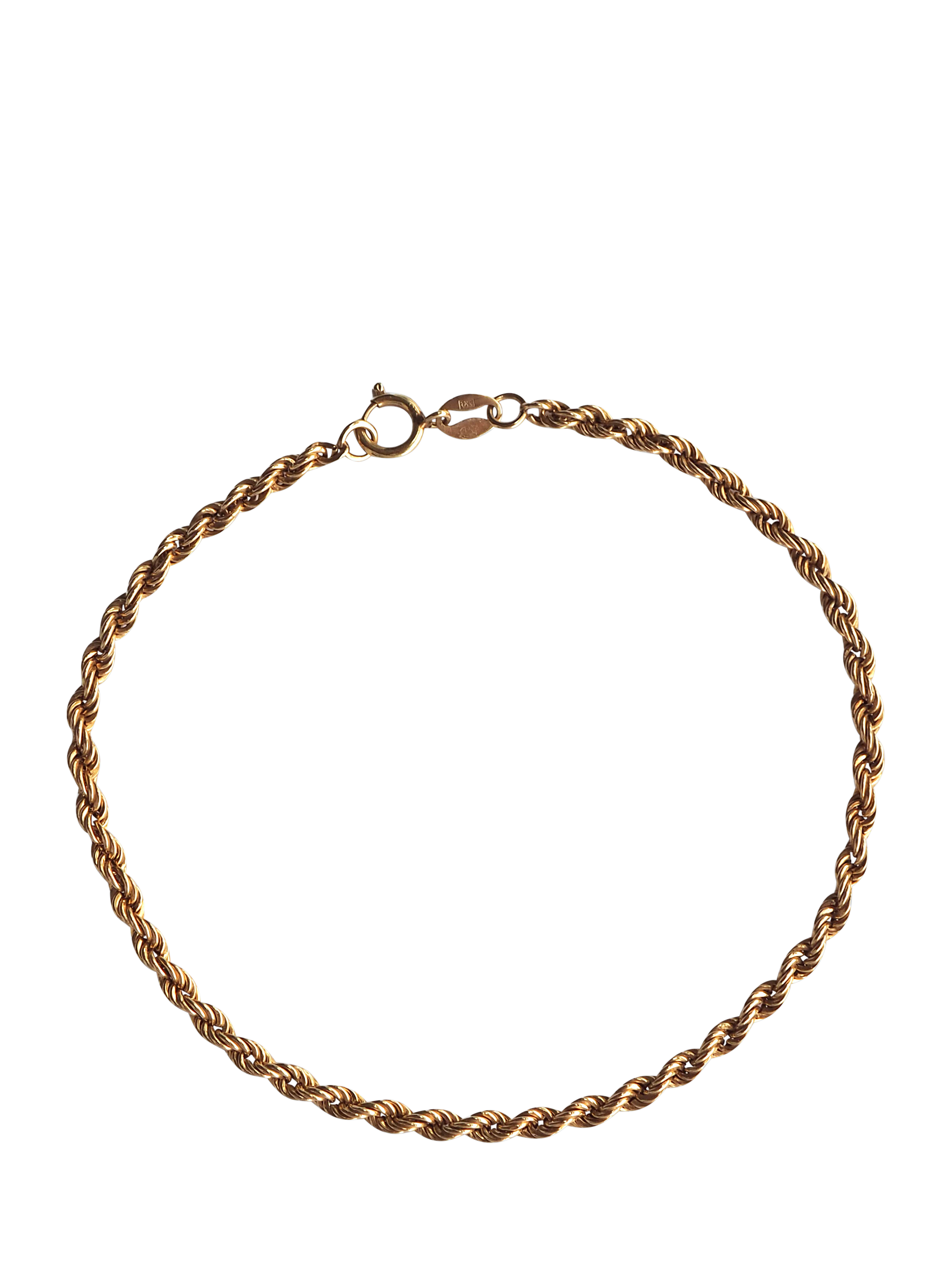 L & T Heirlooms Pre-Loved 9ct Yellow Gold Rope Twist Chain Bracelet, Dated Circa 1985