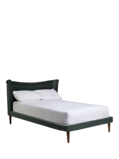 MADE Sawyer Velvet Upholstered Bed Frame, Double, Gunmetal