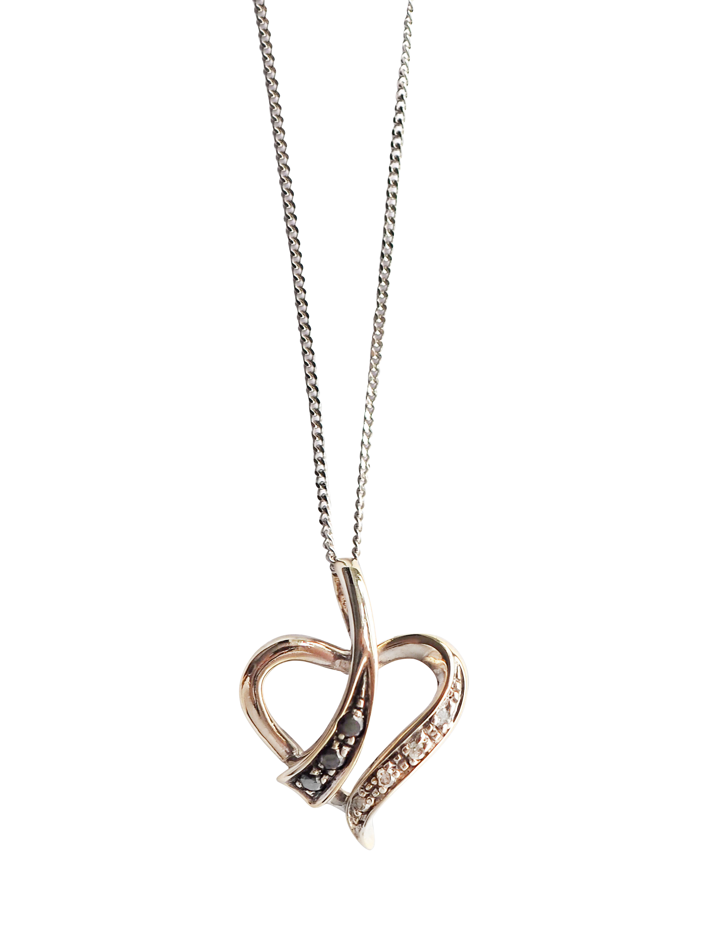 L & T Heirlooms Pre-Loved Diamond and Sapphire Heart Pendant Necklace