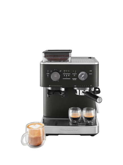 KitchenAid 5KES6551B Semi Automatic Espresso Machine with Burr Grinder, Cast Iron Black