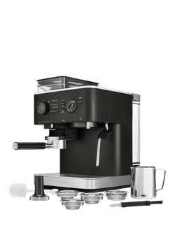 KitchenAid 5KES6551B Semi Automatic Espresso Machine with Burr Grinder - view 2, Cast Iron Black