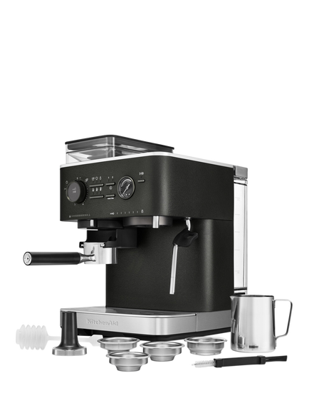 KitchenAid 5KES6551B Semi Automatic Espresso Machine with Burr Grinder - view 2, Cast Iron Black