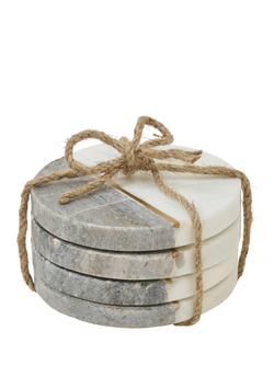 Truly Marble Coasters, Set of 4, Grey/White