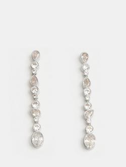 HUSH Daniella Cubic Zirconia Drop Earrings, Silver, Silver