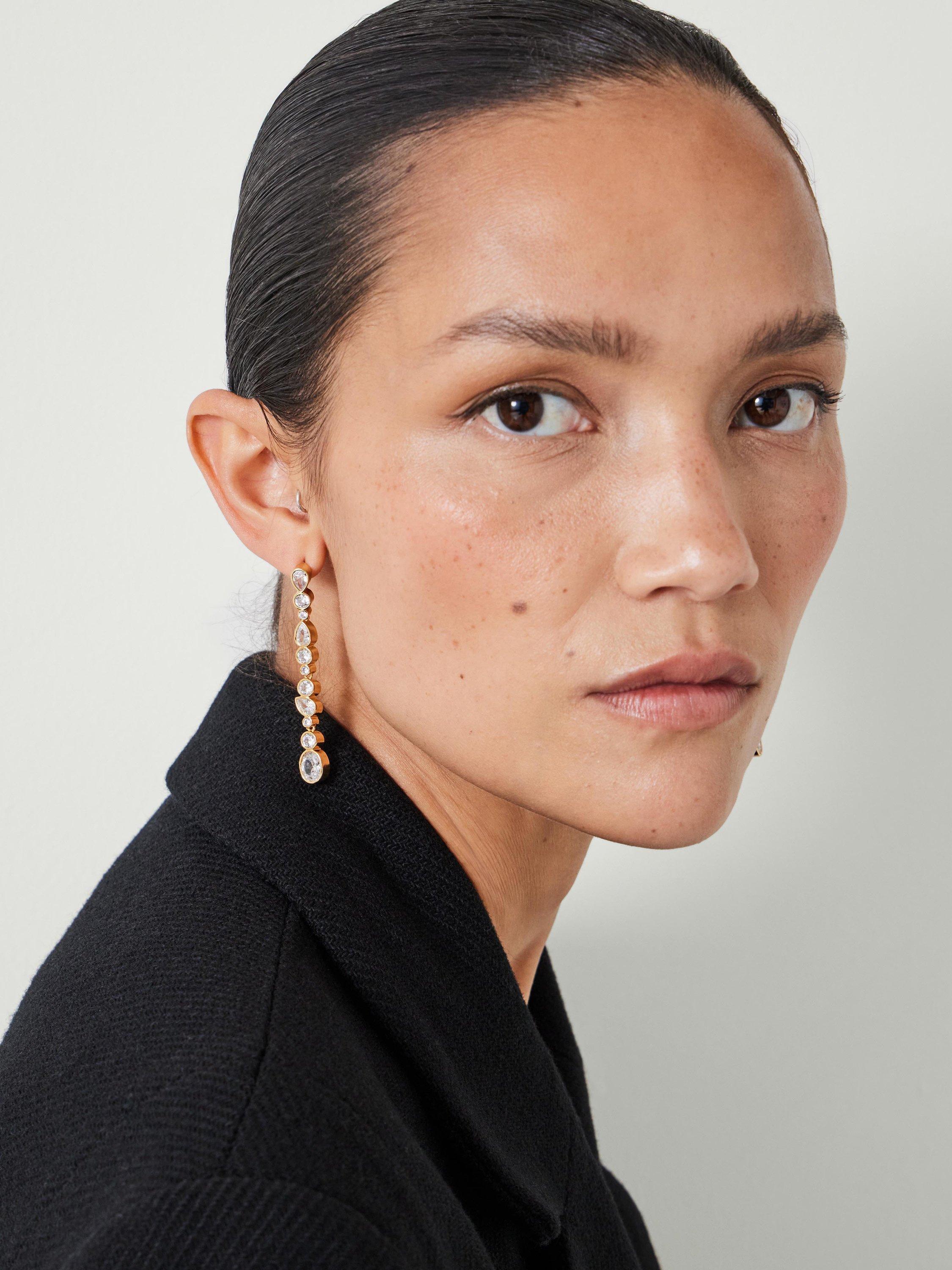 Product image 2 of 4, which shows HUSH Daniella Drop Earrings, Gold
