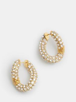 HUSH Large Pia Crystal Pave Twist Hoop Earrings, Gold