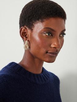 HUSH Large Pia Crystal Pave Twist Hoop Earrings - view 2, Gold