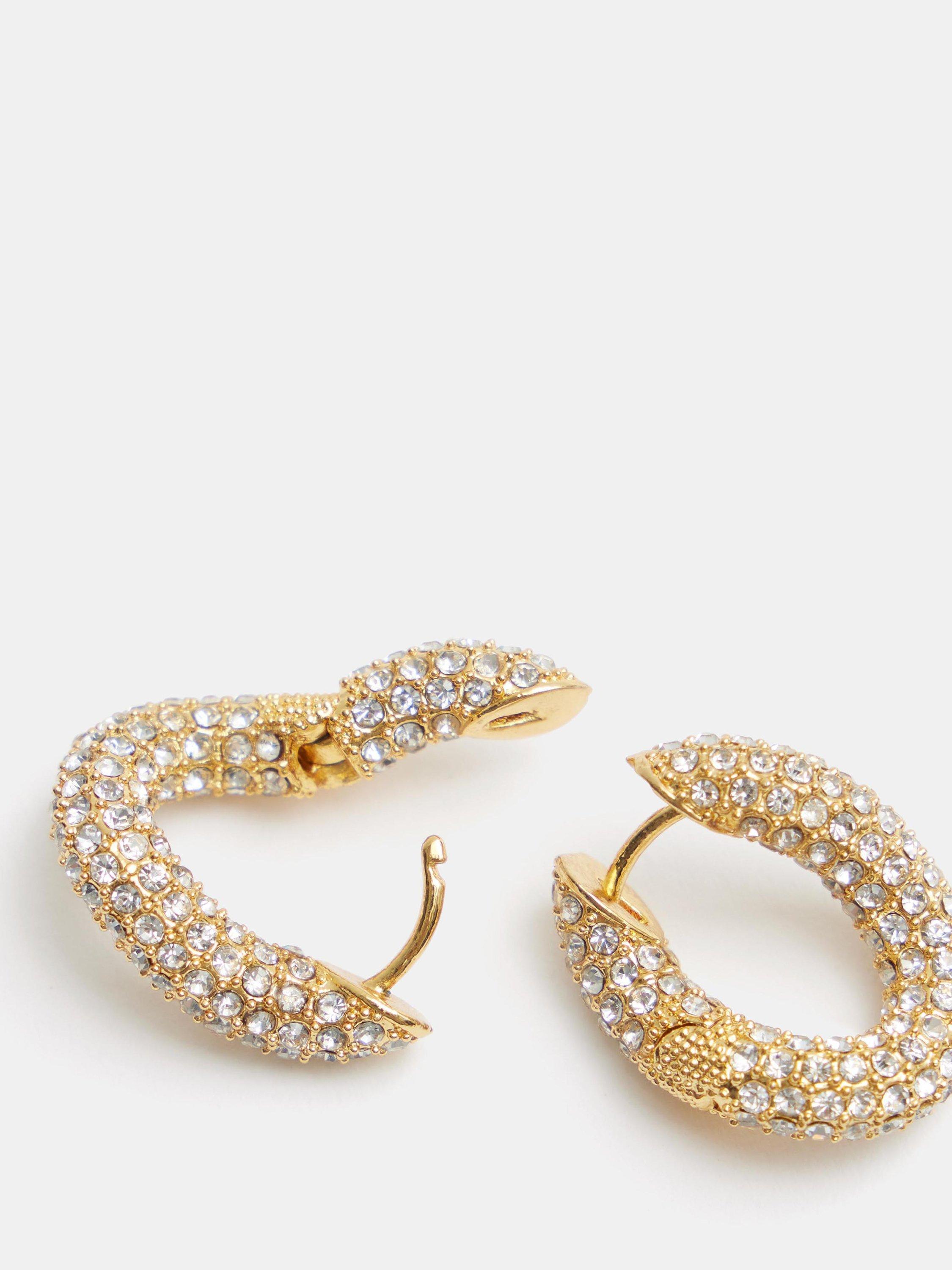 Product image 5 of 5, which shows HUSH Pia Pave Twist Hoop Earrings, Gold