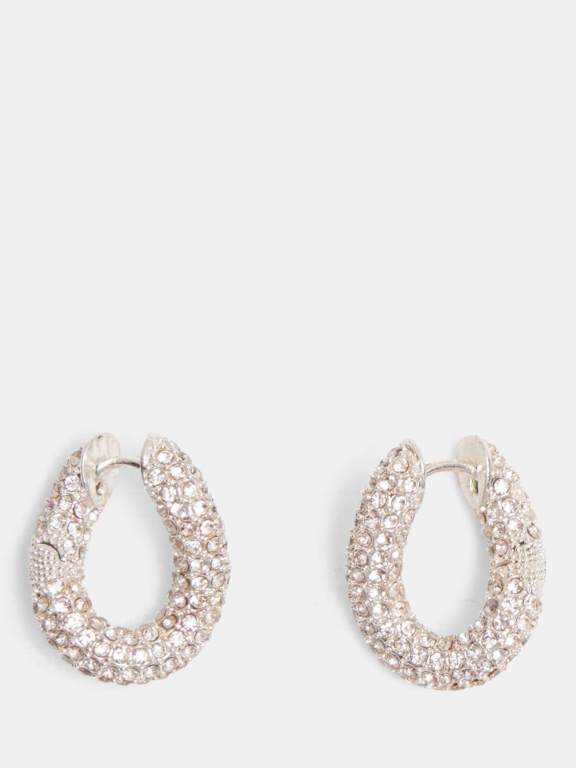 Product image 1 of 4, which shows HUSH Pia Pave Twist Hoop Earrings, Silver