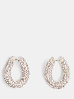 HUSH Pia Pave Twist Hoop Earrings, Silver
