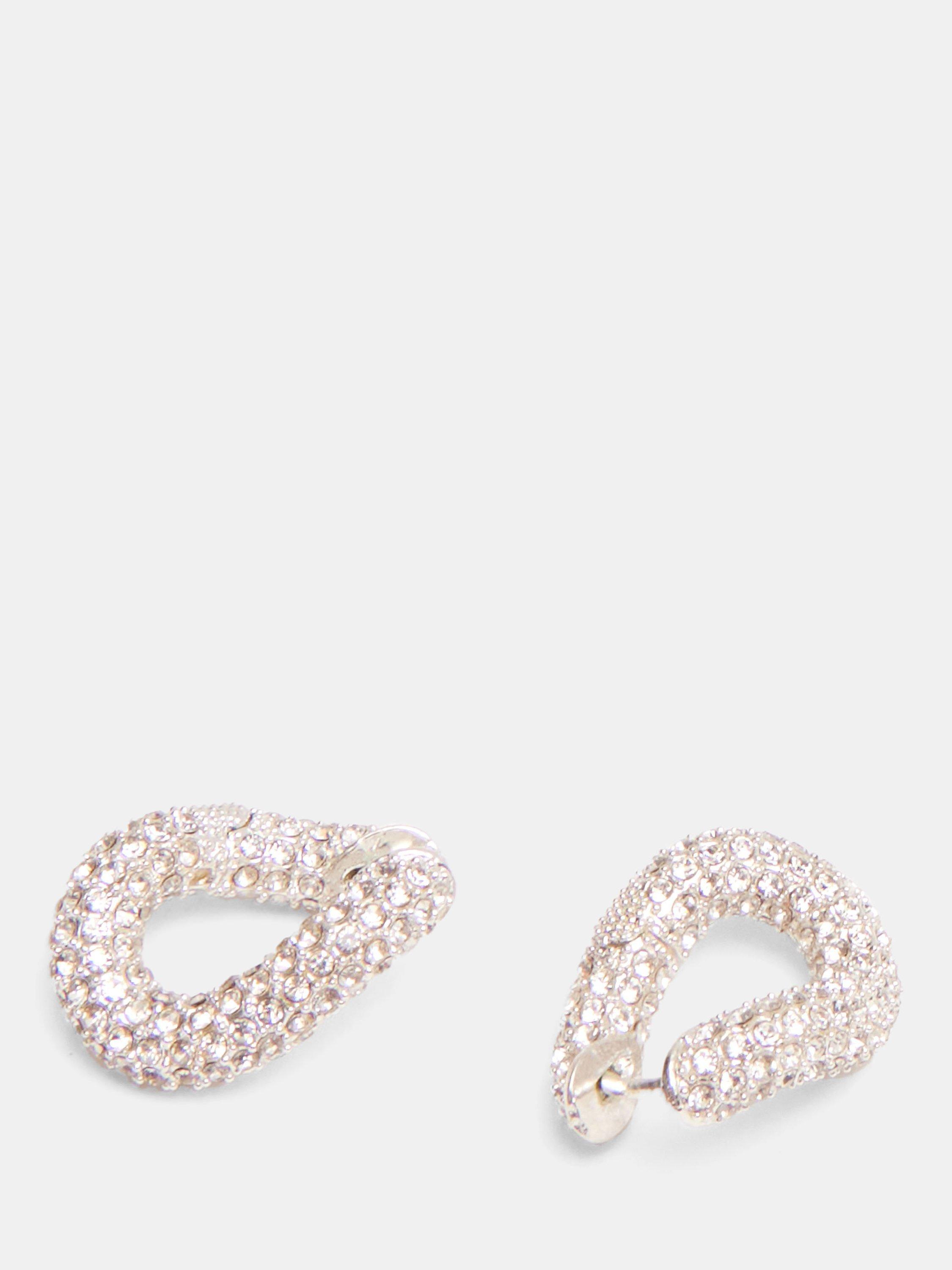 Product image 3 of 4, which shows HUSH Pia Pave Twist Hoop Earrings, Silver