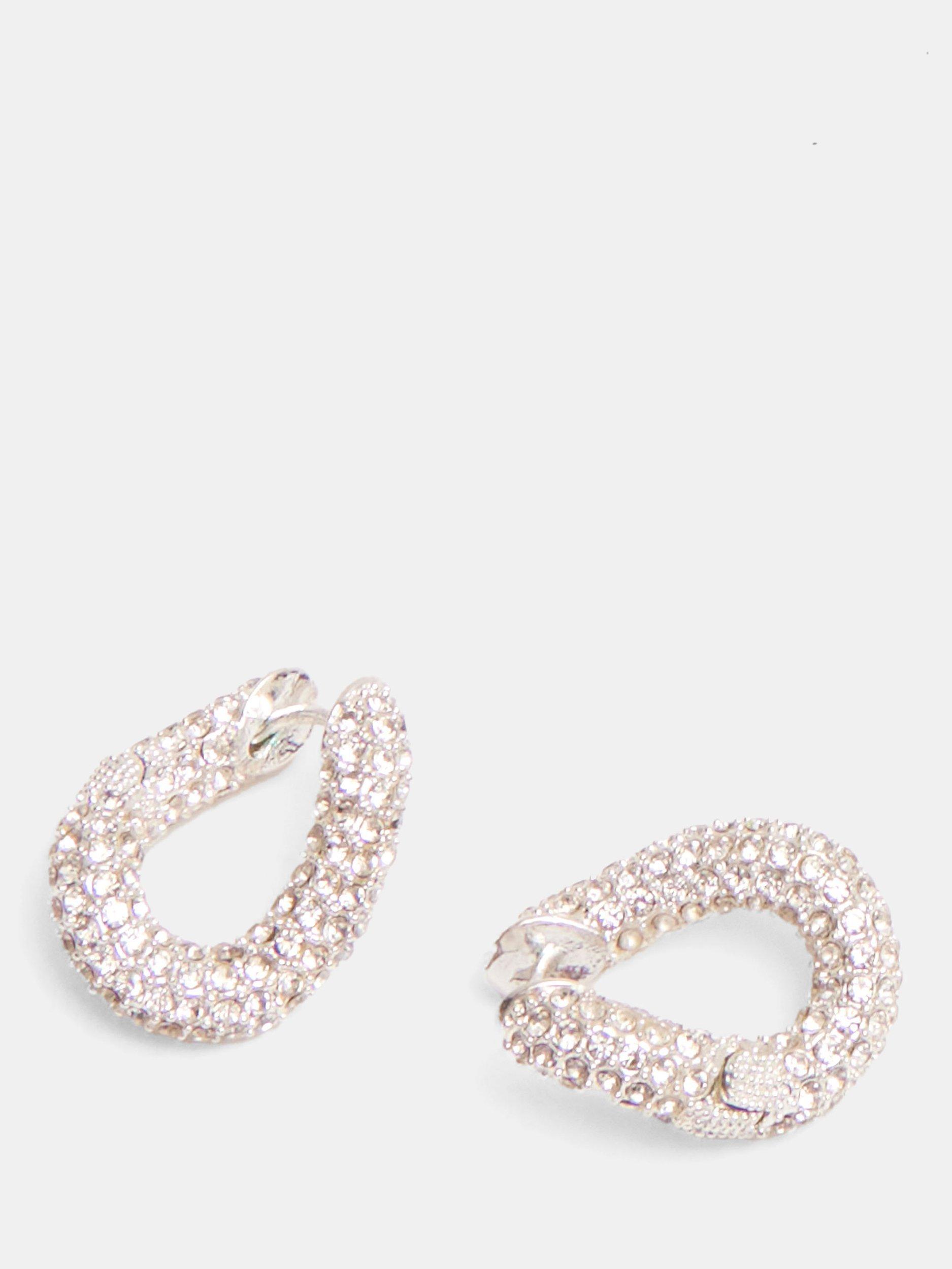 Product image 4 of 4, which shows HUSH Pia Pave Twist Hoop Earrings, Silver