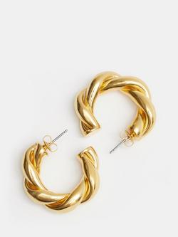 HUSH Twist Hoop Earrings, Gold, Gold