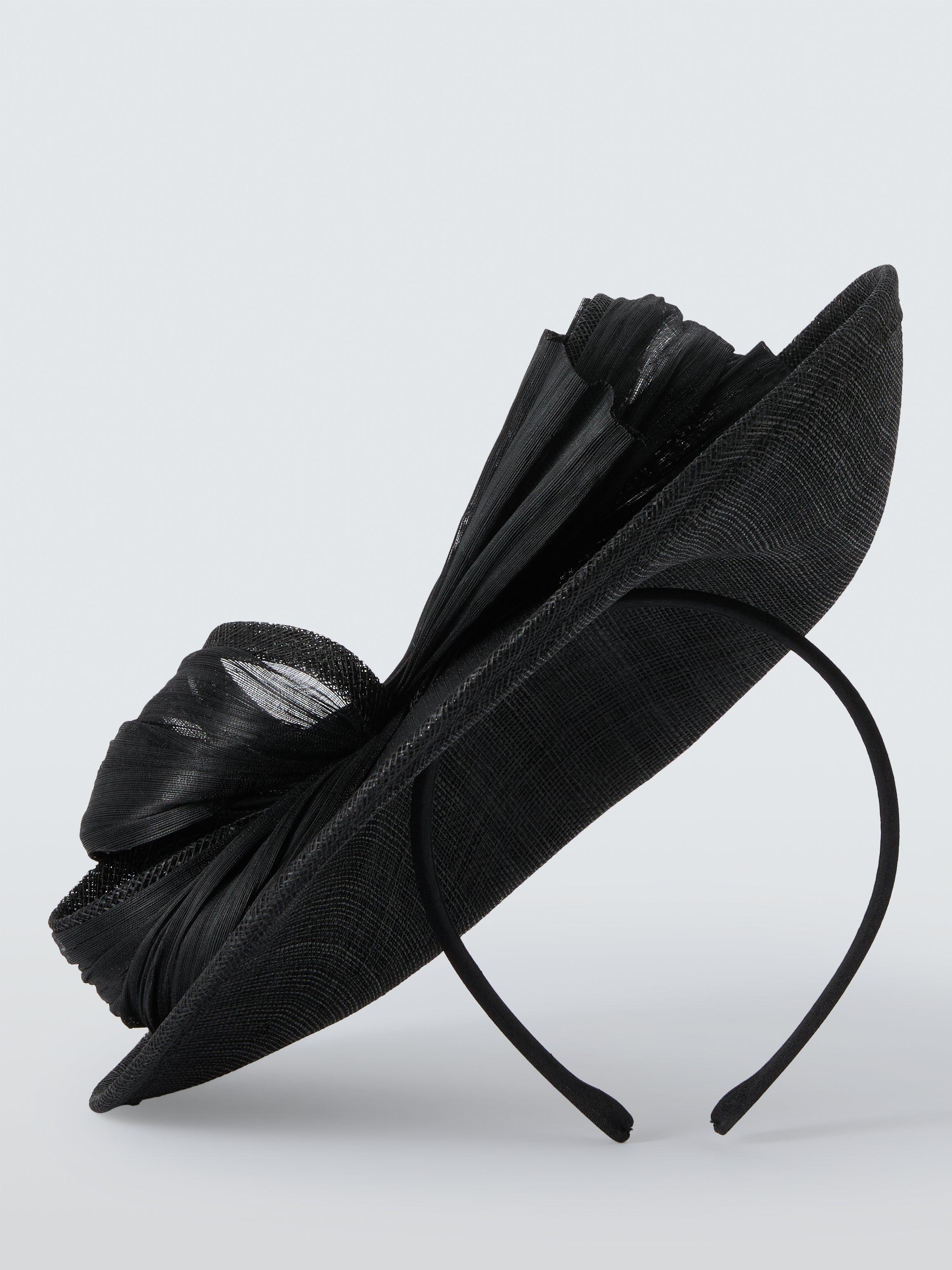 Product image 2 of 4, which shows John Lewis Delphine Satin Upturn Disc Fascinator Hat, Black