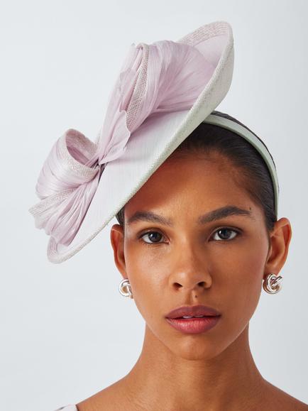 John Lewis Delphine Satin Upturn Disc Fascinator Hat, Black, Sorbet