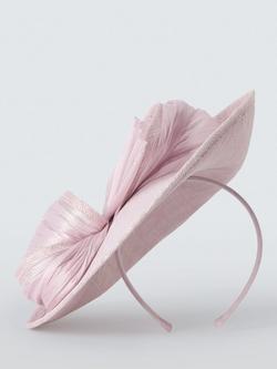 John Lewis Delphine Satin Upturn Disc Fascinator Hat, Black - view 2, Sorbet