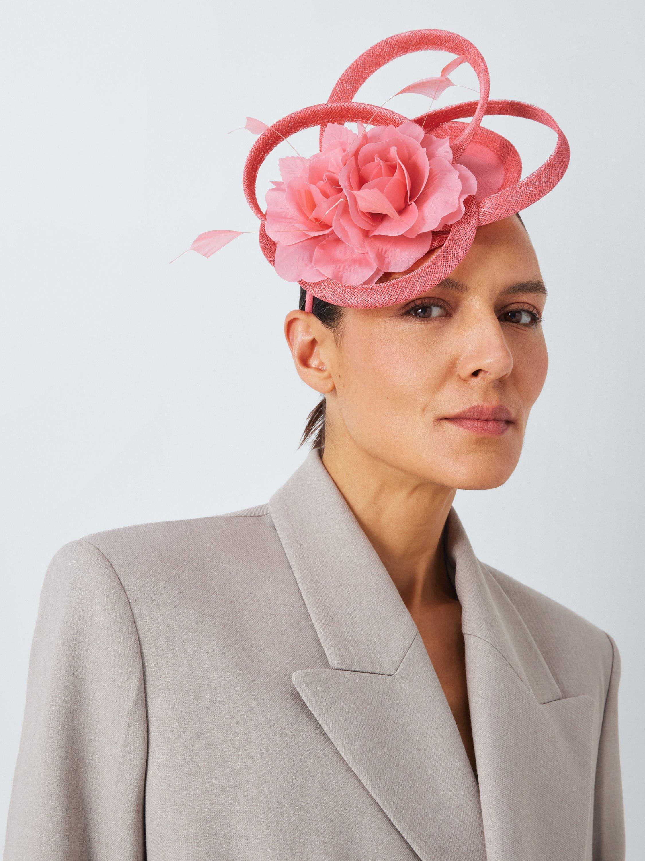 Product image 1 of 4, which shows John Lewis Adrienne Floral Loop Fascinator, Coral