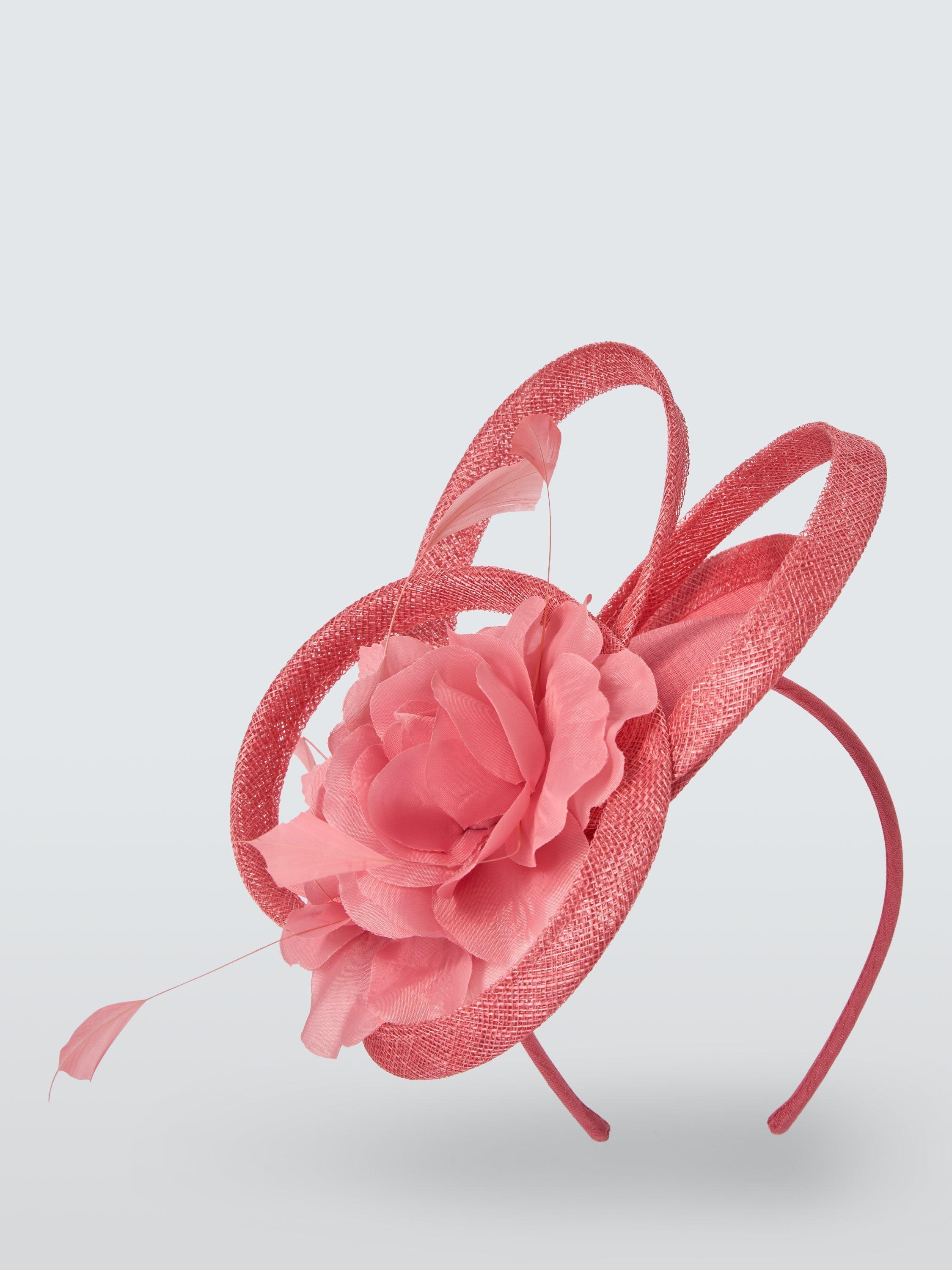 Product image 2 of 4, which shows John Lewis Adrienne Floral Loop Fascinator, Coral