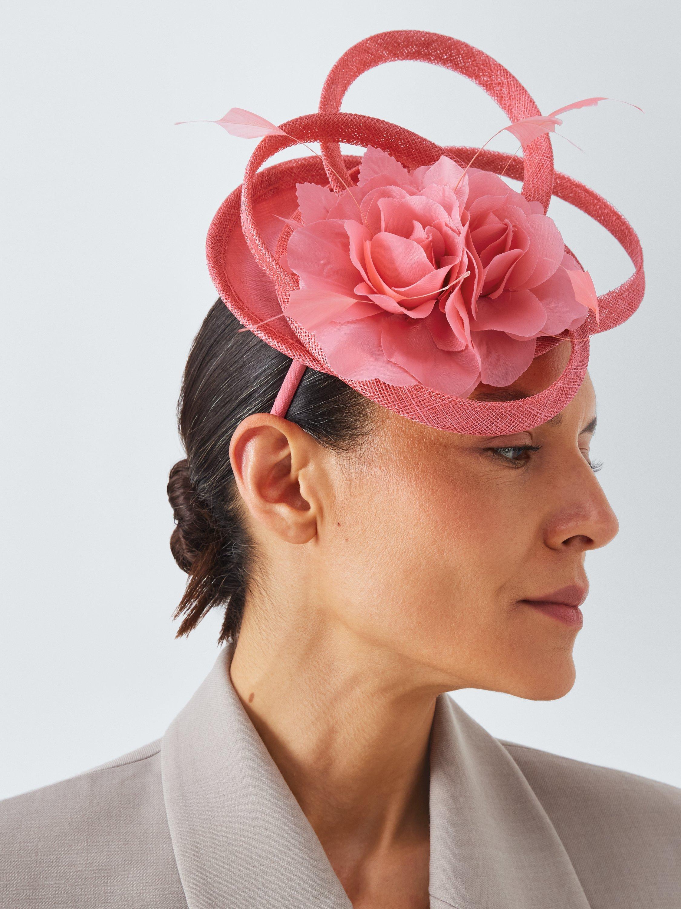Product image 4 of 4, which shows John Lewis Adrienne Floral Loop Fascinator, Coral