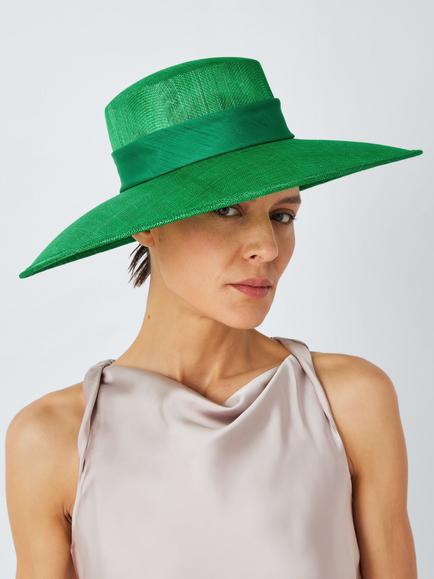 John Lewis Katy Sinamay Wide Brim Hat, Green