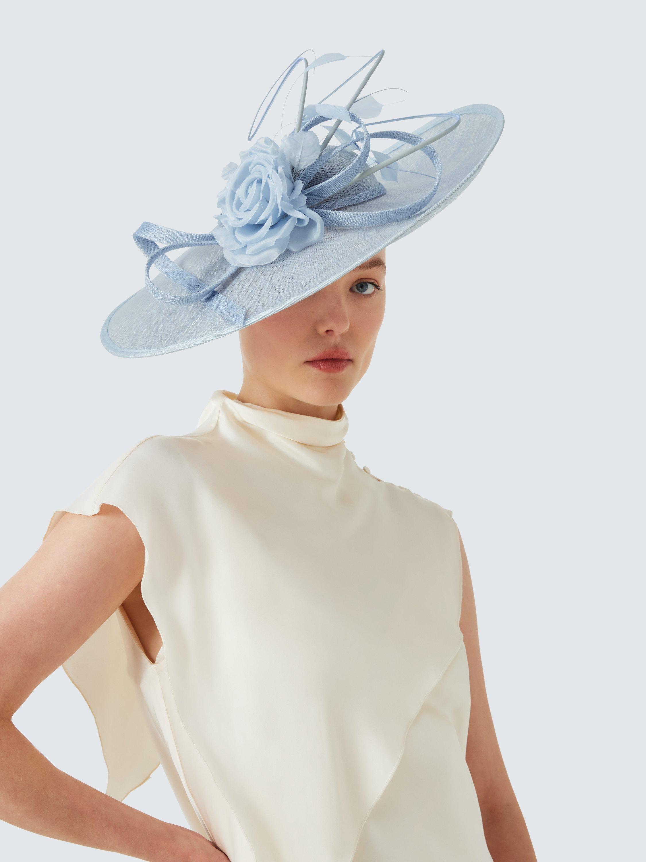 Product image 1 of 4, which shows John Lewis Penelope Large Upturn Flower & Quill Fascinator, Blue