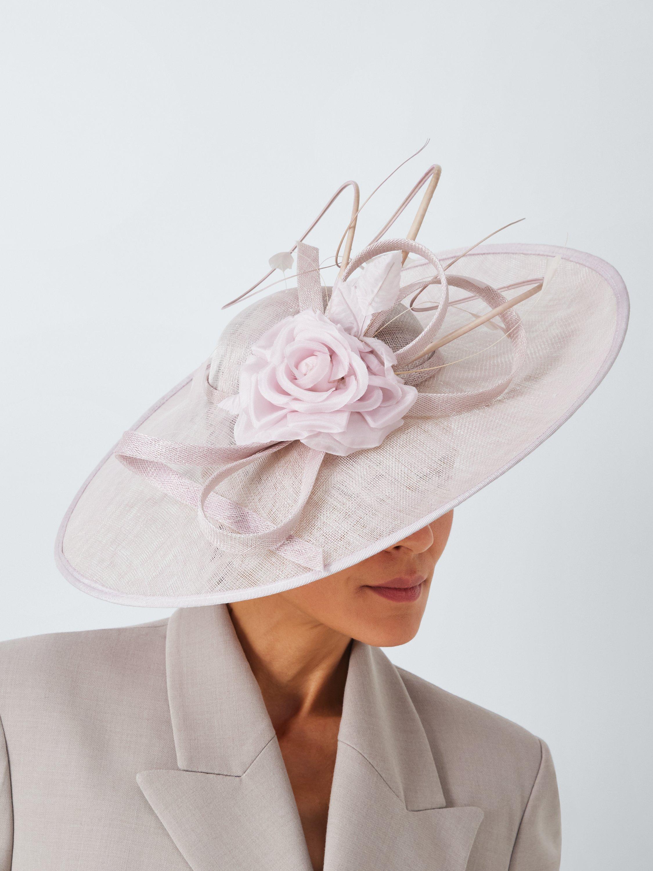 Product image 1 of 4, which shows John Lewis Penelope Large Upturn Flower & Quill Fascinator, Pink