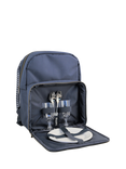 Navigate Three Rivers Striped 2 Person Filled Picnic Cooler Backpack, 15L, Navy/White