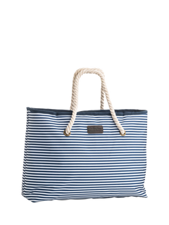 Navigate Three Rivers Striped Picnic Cooler Tote Bag, 20L, Navy/White