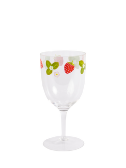Navigate Strawberries & Cream Plastic Picnic Wine Glass, 350ml, Clear/Red, Clear And Red