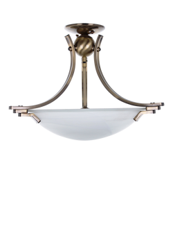 Impex Amora Semi Flush Ceiling Light, Antique Brass, Antique Brass