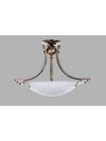 Impex Amora Semi Flush Ceiling Light, Antique Brass