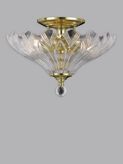 Impex Dallas 2 Light Semi Flush Ceiling Light, Brass, Brass