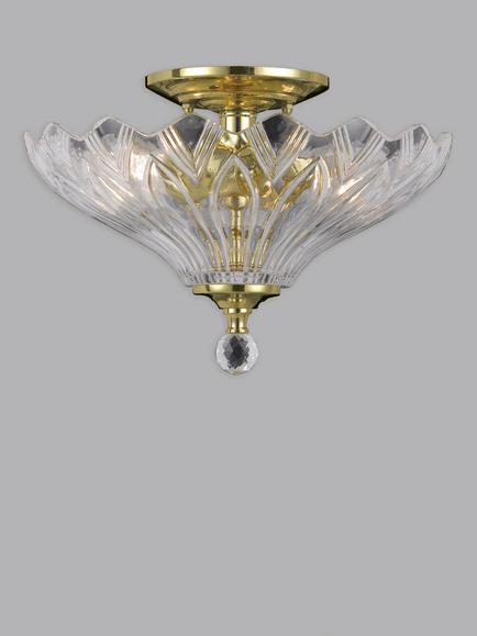 Impex Dallas 2 Light Semi Flush Ceiling Light, Brass, Brass