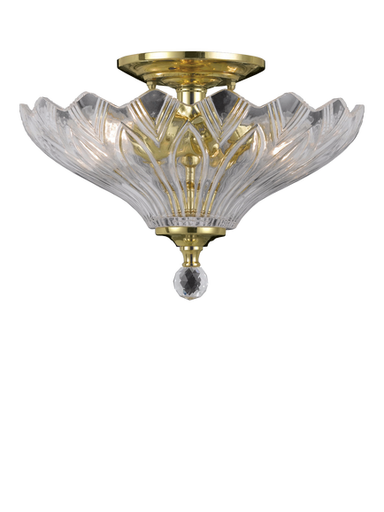 Impex Dallas 2 Light Semi Flush Ceiling Light, Brass - view 2, Brass