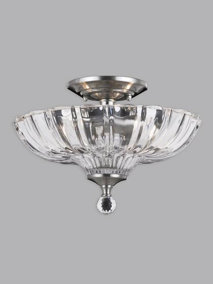 Impex Dallas 2 Light Semi Flush Ceiling Light, Satin Nickel, Satin Nickel