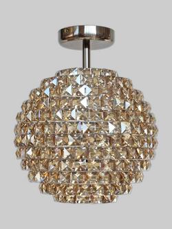 Impex Nord Crystal 4 Light Semi-Flush Ceiling Light, Antique Brass, Antique Brass
