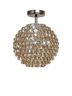 Impex Nord Crystal 4 Light Semi-Flush Ceiling Light, Antique Brass - view 2, Antique Brass