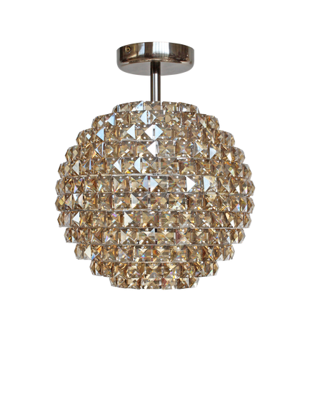 Impex Nord Crystal 4 Light Semi-Flush Ceiling Light, Antique Brass - view 2, Antique Brass