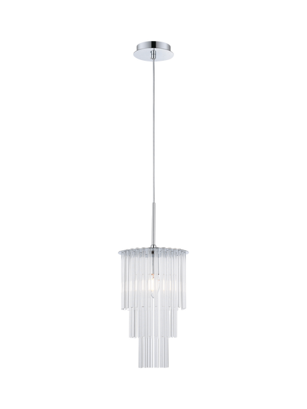 Impex Panama 1 Light Pendant Ceiling Light, Silver Chrome, Silver Chrome